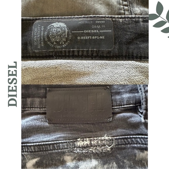 Diesel Men’s Retro Ombre D-REEFT-SP1-NE Distressed Skinny Jeans Black Size 40 - Picture 8 of 9